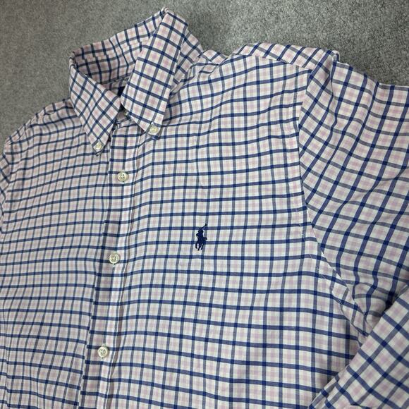 Polo Ralph Lauren Classic Fit Button Down Long Sleeve 16 34/35 Pink Blue Check - Picture 2 of 9